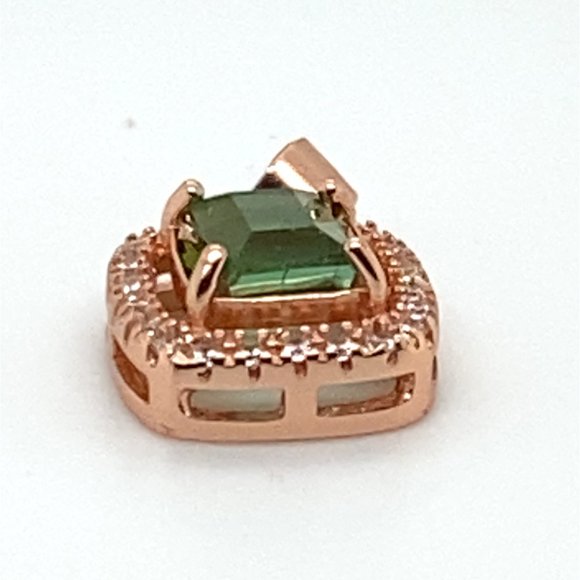 Green Tourmaline 1.04ct Rose Gold Finish Solid 925 Sterling Silver Pendant - Picture 4 of 6